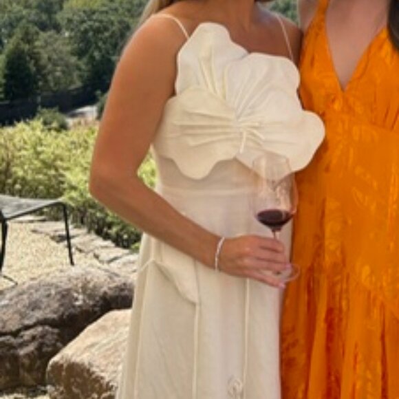 Farm Rio White Flower Midi Dress (Garden Lenzing Ecovero Euroflax) Medium - Picture 5 of 5